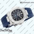 Реплика часов Patek Philippe Nautilus 5726 Complicated Stainless steel Top-tier Копия один в один Blue Textured Dial Rubber Strap