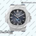 Реплика часов Patek Philippe Nautilus 5726 Complicated Stainless steel Top-tier Копия один в один Blue Textured Dial Rubber Strap