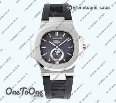 Реплика часов Patek Philippe Nautilus 5726 Complicated Stainless steel Top-tier Копия один в один Grey Textured Dial Rubber Strap