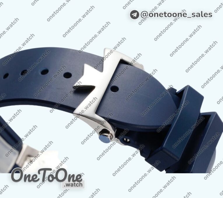 Реплика часов Vacheron Constantin Overseas 47040 Stainless steel Top-tier Копия один в один Blue Textured Dial Rubber Strap