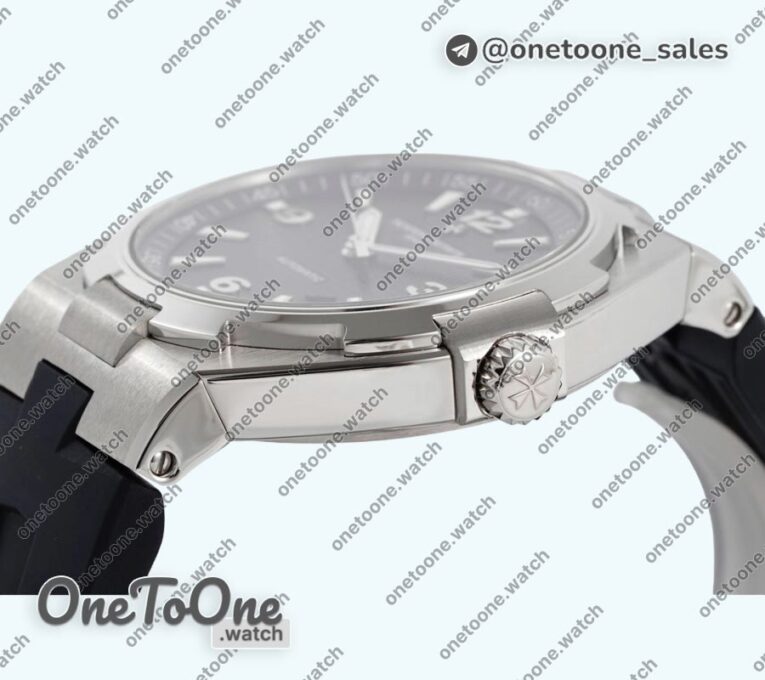 Реплика часов Vacheron Constantin Overseas 47040 Stainless steel Top-tier Копия один в один Black Textured Dial Rubber Strap
