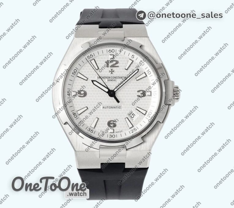 Реплика часов Vacheron Constantin Overseas 47040 Stainless steel Top-tier Копия один в один White Textured Dial Rubber Strap