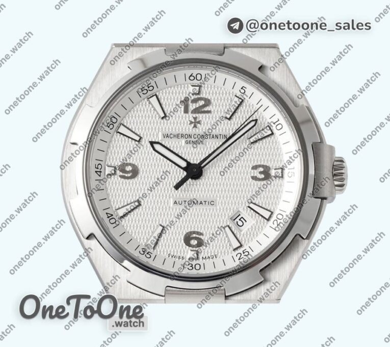 Реплика часов Vacheron Constantin Overseas 47040 Stainless steel Top-tier Копия один в один White Textured Dial Rubber Strap