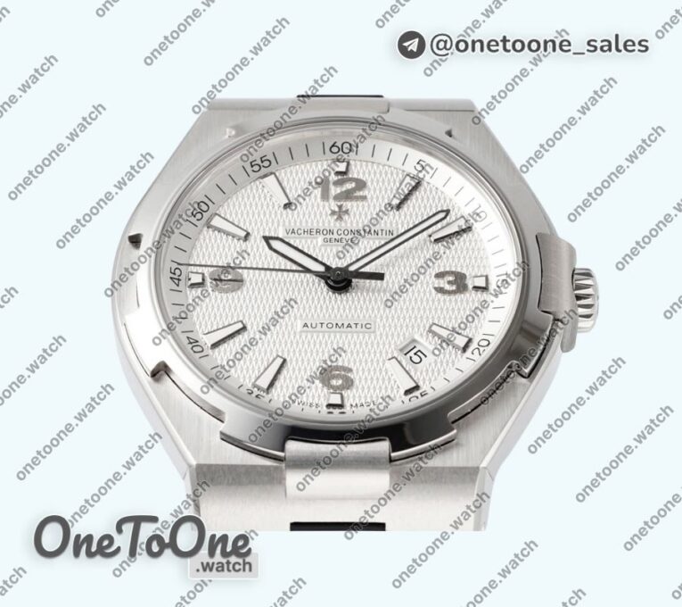 Реплика часов Vacheron Constantin Overseas 47040 Stainless steel Top-tier Копия один в один White Textured Dial Rubber Strap
