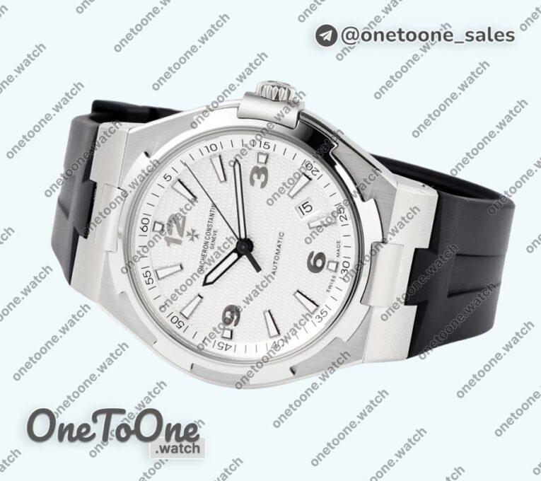 Реплика часов Vacheron Constantin Overseas 47040 Stainless steel Top-tier Копия один в один White Textured Dial Rubber Strap