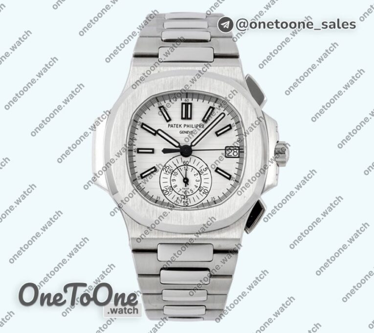 Реплика часов Patek Philippe Nautilus 5980 Stainless steel Top-tier Копия один в один White Dial on Stainless steel Bracelet -520