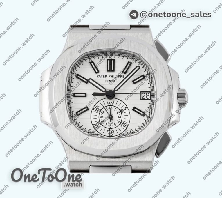 Реплика часов Patek Philippe Nautilus 5980 Stainless steel Top-tier Копия один в один White Dial on Stainless steel Bracelet -520