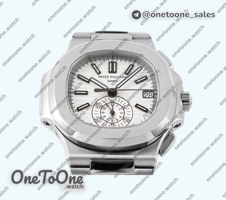 Реплика часов Patek Philippe Nautilus 5980 Stainless steel Top-tier Копия один в один White Dial on Stainless steel Bracelet -520