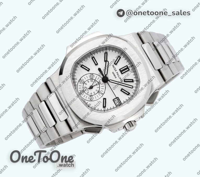 Реплика часов Patek Philippe Nautilus 5980 Stainless steel Top-tier Копия один в один White Dial on Stainless steel Bracelet -520
