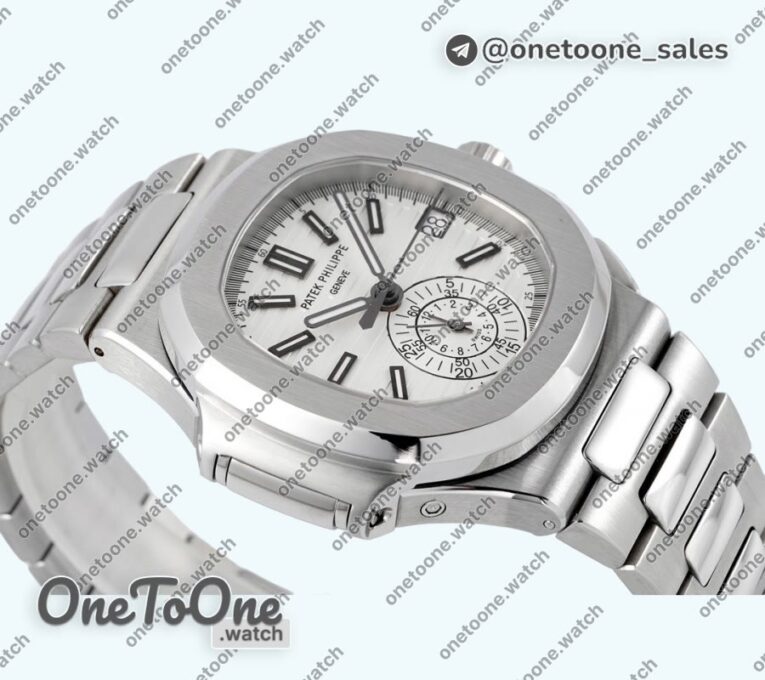 Реплика часов Patek Philippe Nautilus 5980 Stainless steel Top-tier Копия один в один White Dial on Stainless steel Bracelet -520