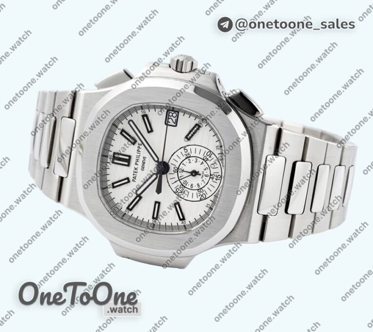 Реплика часов Patek Philippe Nautilus 5980 Stainless steel Top-tier Копия один в один White Dial on Stainless steel Bracelet -520