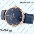 Реплика часов Vacheron Constantin Patrimony Date Rose gold Top-tier Копия один в один Blue Dial Leather Strap MIYOTA 9015