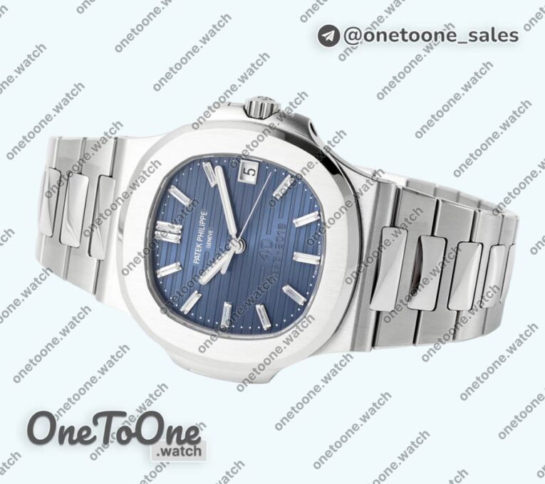Реплика часов Patek Philippe Nautilus 5711 40th Anniversary Top-tier Копия один в один Blue Textured Dial on Stainless steel Bracelet 324CS V4