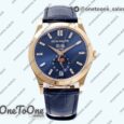 Реплика часов Patek Philippe Annual Calendar Moonphase 5396 Rose gold Top-tier Копия один в один Blue Dial T Crystal Markers Leather Strap
