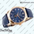 Реплика часов Patek Philippe Annual Calendar Moonphase 5396 Rose gold Top-tier Копия один в один Blue Dial T Crystal Markers Leather Strap