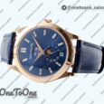 Реплика часов Patek Philippe Annual Calendar Moonphase 5396 Rose gold Top-tier Копия один в один Blue Dial T Crystal Markers Leather Strap