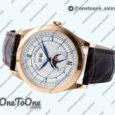 Реплика часов Patek Philippe Annual Calendar Moonphase 5396 Rose gold Top-tier Копия один в один White/Blue Dial on Brown Leather Strap