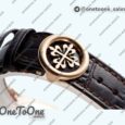 Реплика часов Patek Philippe Annual Calendar Moonphase 5396 Rose gold Top-tier Копия один в один White/Blue Dial on Brown Leather Strap