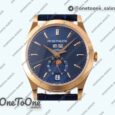 Реплика часов Patek Philippe Annual Calendar Moonphase 5396 Rose gold Top-tier Копия один в один Blue Dial on Blue Leather Strap