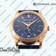 Реплика часов Patek Philippe Annual Calendar Moonphase 5396 Rose gold Top-tier Копия один в один Blue Dial on Blue Leather Strap