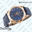 Реплика часов Patek Philippe Annual Calendar Moonphase 5396 Rose gold Top-tier Копия один в один Blue Dial on Blue Leather Strap