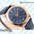 Реплика часов Patek Philippe Annual Calendar Moonphase 5396 Rose gold Top-tier Копия один в один Blue Dial on Blue Leather Strap