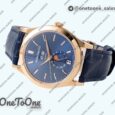 Реплика часов Patek Philippe Annual Calendar Moonphase 5396 Rose gold Top-tier Копия один в один Blue Dial on Blue Leather Strap