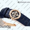 Реплика часов Patek Philippe Annual Calendar Moonphase 5396 Rose gold Top-tier Копия один в один Blue Dial on Blue Leather Strap