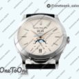 Реплика часов Patek Philippe Annual Calendar Moonphase 5396 Stainless steel Top-tier Копия один в один White Dial Leather Strap