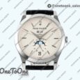 Реплика часов Patek Philippe Annual Calendar Moonphase 5396 Stainless steel Top-tier Копия один в один White Dial Leather Strap