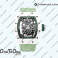 Реплика часов Richard Mille 055 White Ceramic Top-tier Копия один в один Skeleton Dial Green Inner Bezel Nylon Strap NH05