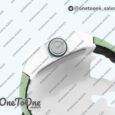 Реплика часов Richard Mille 055 White Ceramic Top-tier Копия один в один Skeleton Dial Green Inner Bezel Nylon Strap NH05