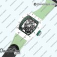 Реплика часов Richard Mille 055 White Ceramic Top-tier Копия один в один Skeleton Dial Green Inner Bezel Nylon Strap NH05