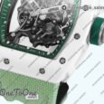 Реплика часов Richard Mille 055 White Ceramic Top-tier Копия один в один Skeleton Dial Green Inner Bezel Nylon Strap NH05