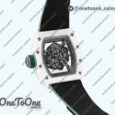Реплика часов Richard Mille 055 White Ceramic Top-tier Копия один в один Skeleton Dial Green Inner Bezel Nylon Strap NH05