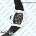 Реплика часов Richard Mille 055 White Ceramic Top-tier Копия один в один Skeleton Dial Green Inner Bezel Nylon Strap NH05
