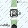 Реплика часов Richard Mille 055 White Ceramic Top-tier Копия один в один Skeleton Dial Green Inner Bezel Nylon Strap NH05