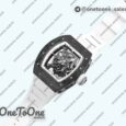 Реплика часов Richard Mille 055 PT Carbon Top-tier Копия один в один Skeleton Dial White Inner Bezel Rubber Strap NH05