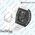 Реплика часов Richard Mille 055 PT Carbon Top-tier Копия один в один Skeleton Dial White Inner Bezel Rubber Strap NH05
