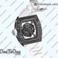 Реплика часов Richard Mille 055 PT Carbon Top-tier Копия один в один Skeleton Dial White Inner Bezel Rubber Strap NH05