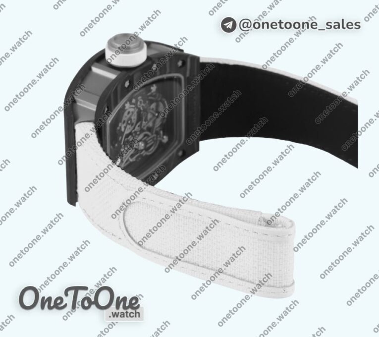 Реплика часов Richard Mille 055 PT Carbon Top-tier Копия один в один Skeleton Dial White Inner Bezel Nylon Strap NH05