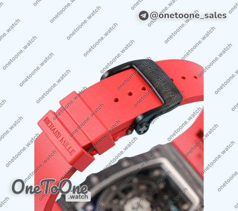 Реплика часов Richard Mille 035-02 Rafael Nadal PT Carbon Skeleton Dial Red Rubber Strap NH06