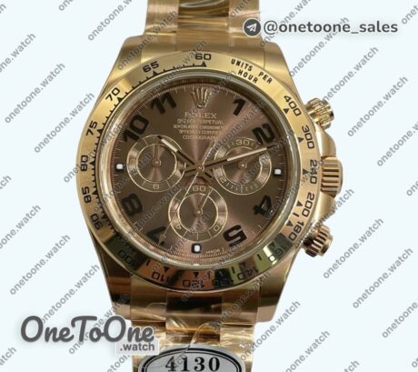 Реплика часов Rolex Daytona 116505 Rose gold Top-tier Копия один в один Brown Dial on 904L Rose gold Bracelet
