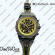 Реплика часов Audemars Piguet Royal Oak Offshore Bumble Bee Forged Carbon Top-tier Копия один в один Black Dial on Leather Strap J