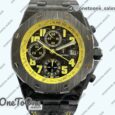 Реплика часов Audemars Piguet Royal Oak Offshore Bumble Bee Forged Carbon Top-tier Копия один в один Black Dial on Leather Strap J