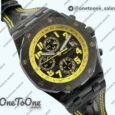 Реплика часов Audemars Piguet Royal Oak Offshore Bumble Bee Forged Carbon Top-tier Копия один в один Black Dial on Leather Strap J