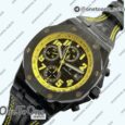 Реплика часов Audemars Piguet Royal Oak Offshore Bumble Bee Forged Carbon Top-tier Копия один в один Black Dial on Leather Strap J