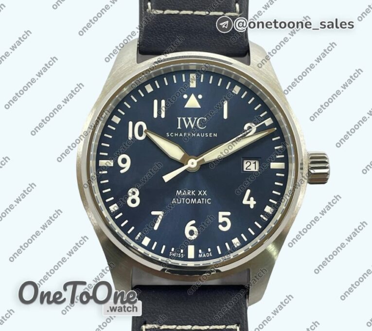 Реплика часов Iwc Mark XX IW328203 Top-tier Копия один в один Blue Dial on Blue Leather Strap V7F Asian ET
