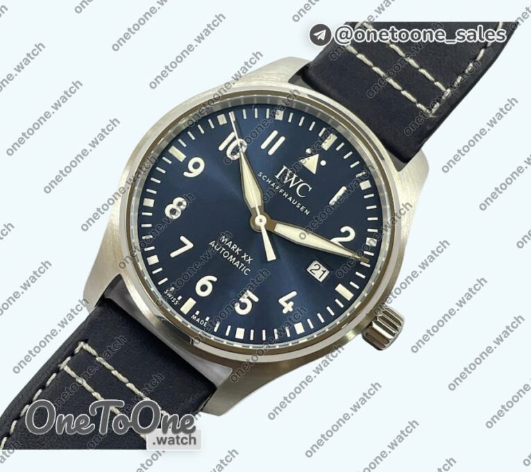 Реплика часов Iwc Mark XX IW328203 Top-tier Копия один в один Blue Dial on Blue Leather Strap V7F Asian ET