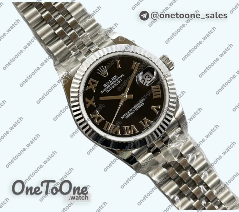 Реплика часов Rolex Datejust 31mm 278271 Stainless steel Top-tier Копия один в один Black Roman Markers Dial on Jubilee Bracelet